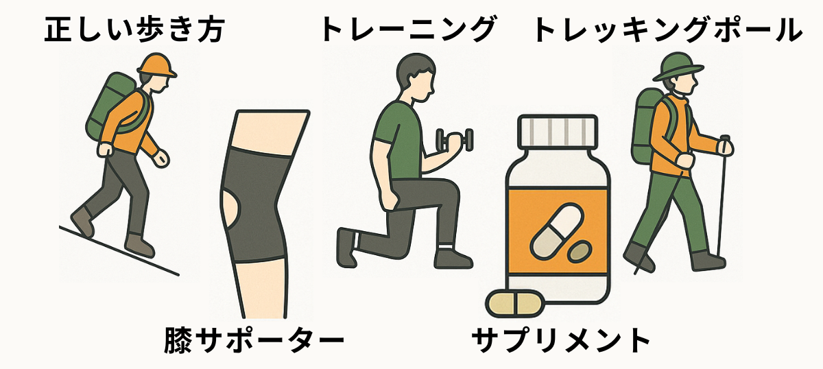 登山の下りで膝が痛くなる時の5つの対処法